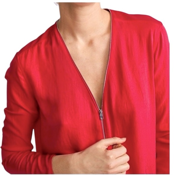 RAG & BONE | Vanessa V Neck Zip Front Orange Top Size M - Picture 3 of 11